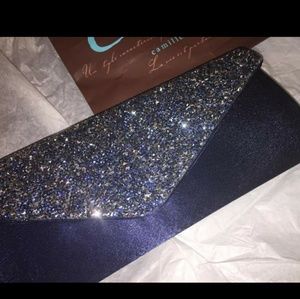 Camille La Vie Navy Sequined Clutch